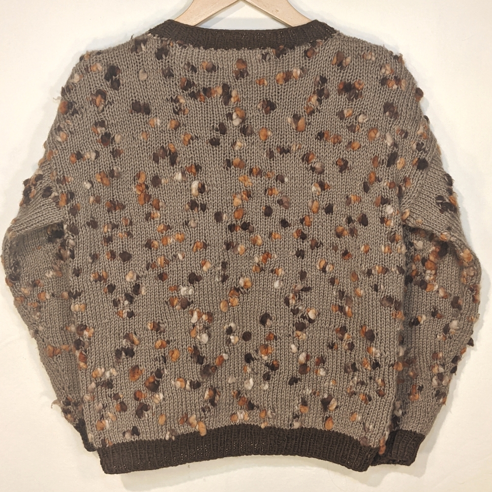 Vintage handmade brown popcorn knit cardigan - Picture 2 of 5